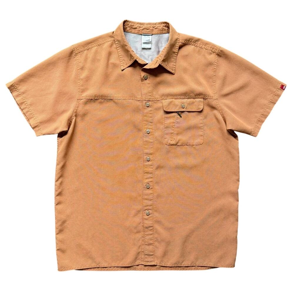 The North Face Orange Modal Button Shirt Mesh Lining Hiking Outdoors Gorpcore
